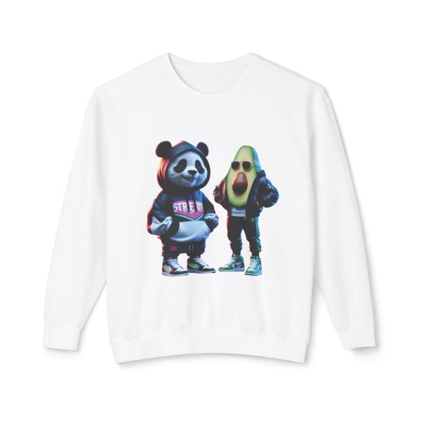 Comfy Unisex Crewneck Sweatshirt with Fun Panda and Avocado Graphic - Street Style Casual Wear